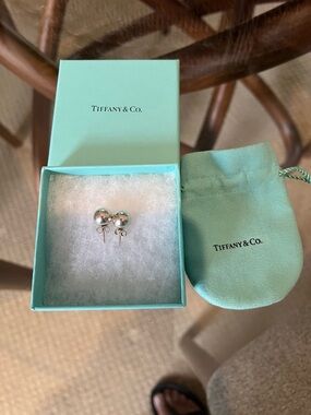Tiffany & Co. Sterling Silver Ball Stud Earrings with Tiffany Blue Pouch